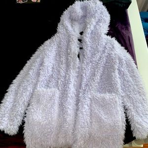 Fluffy hooded cardigan